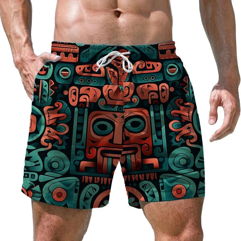 New Fashion Hawaiian Tiki 3D Print Beach Shorts Casual Aloha Polynesia God Short Pants For Men Clothes Aloha Boy Trunks Shorts