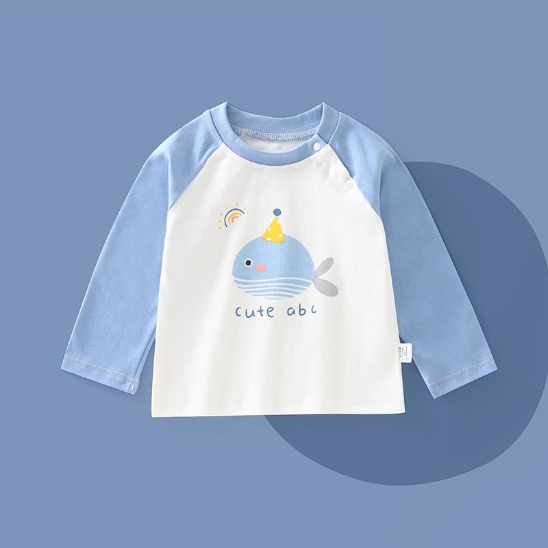 Children's Pure Cotton Long Sleeve Shirt for Spring and Autumn - Boys' and Girls' Fashionable Base Top