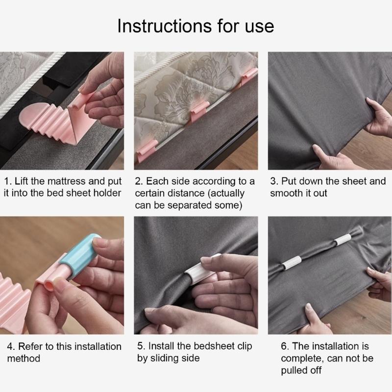 Pack of 6 Stylish Bed Sheet Clip for Securely Holding Elasticized Sheet Place Without Damage Easy Installion Deisgns