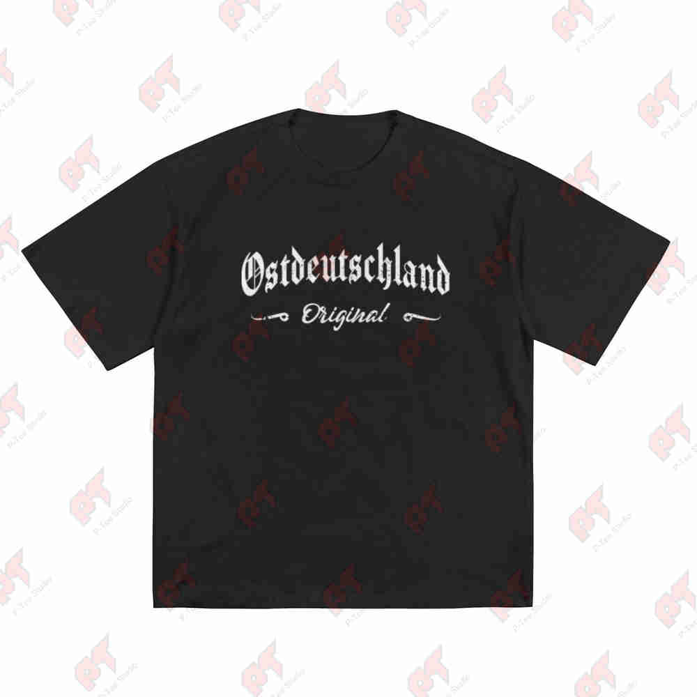 Ostdeutschland German Flag Gothic Lettering East Germany Retro Design Short Sleeve Tee 100% Cotton T-Shirt