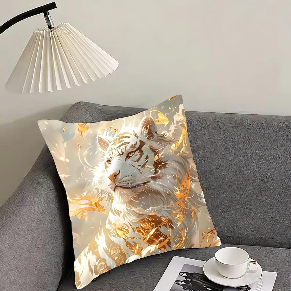 

White Tiger Cool Cushion Cover Pillowcase Ultra Soft Skin Friendly Fabric Cloud Like Comfort Concealed Zipper 30x30cm
