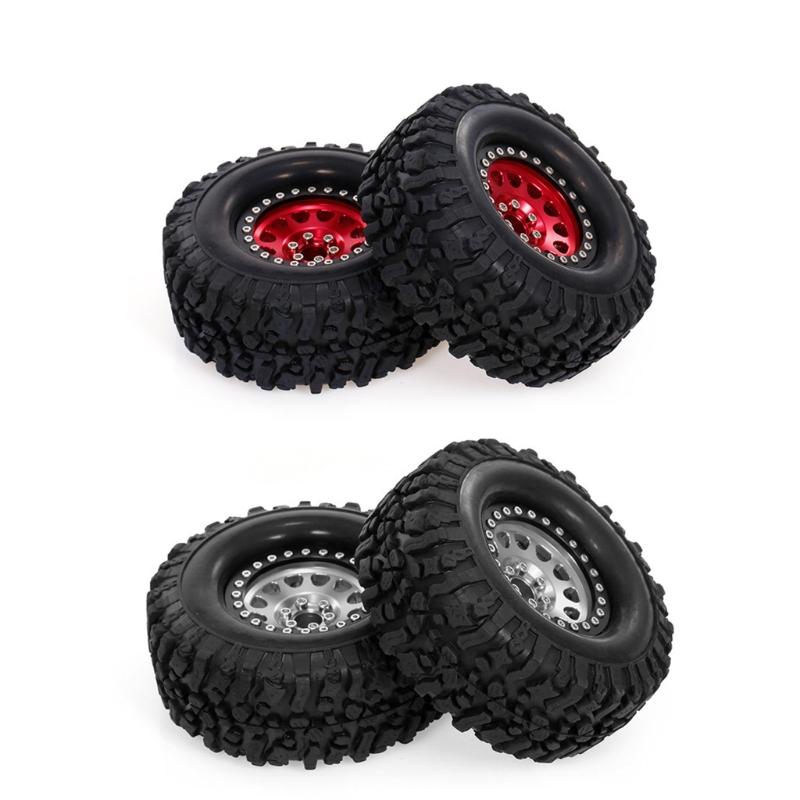 1Set/2PCS RC Crawler Wheel Rims Beadlock Rubber Wheel Tires Heavy Duty Bearing & Grip Spare Part for 1:10 TRX4 Model Car