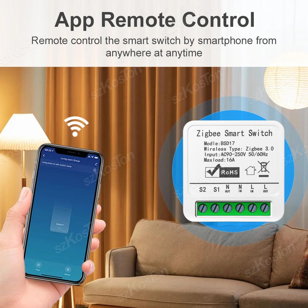 16A Tuya Zigbee3.0 Smart Switch Smart Home Light Switch Module DIY Breaker Relay APP Remote Control Timer Voice for Alexa Google