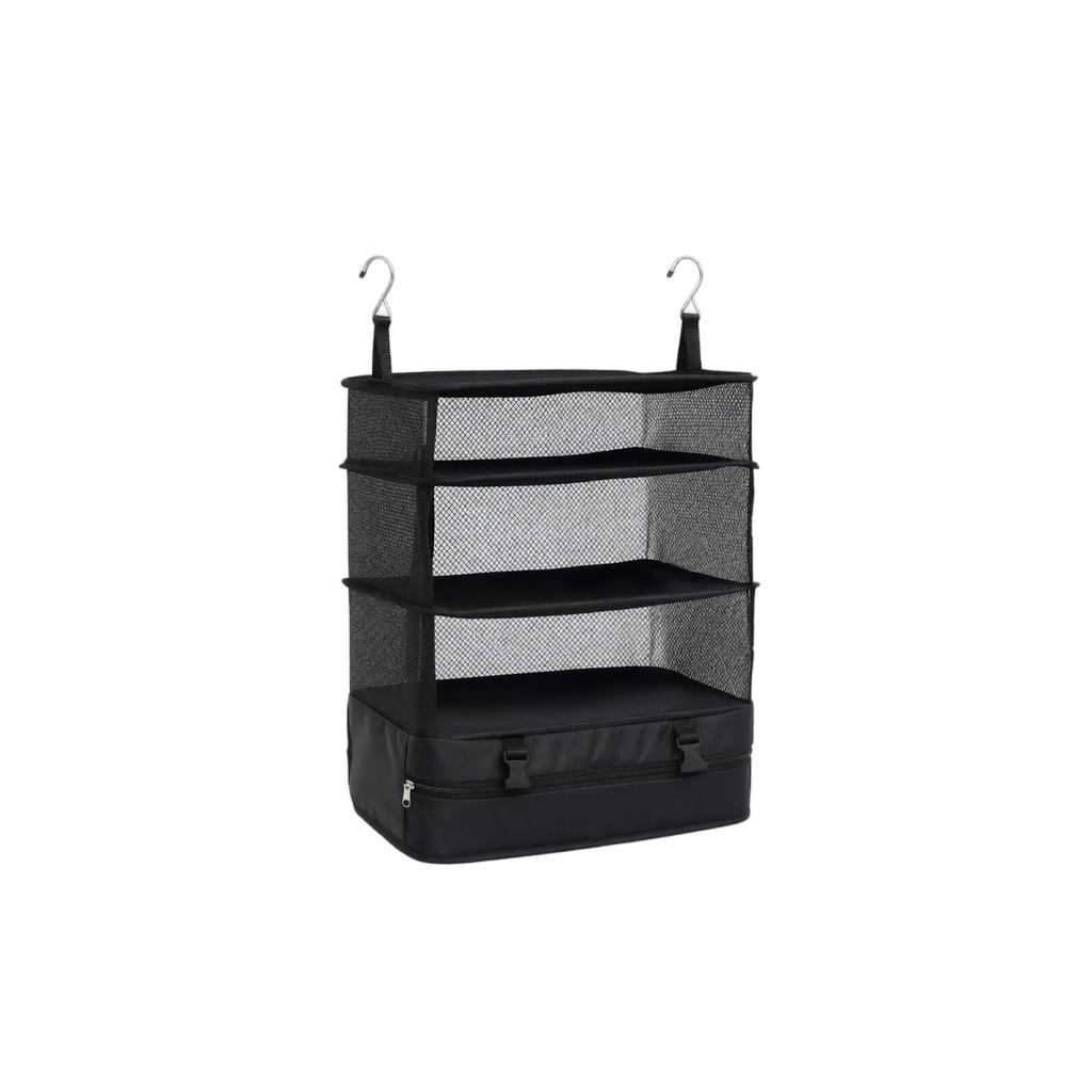7-in-1 Travel Storage Bags with Hanging Strap, Foldable Mesh for Suitcase and Home, 3-Layer Hanging Bag with Bottom Pocket