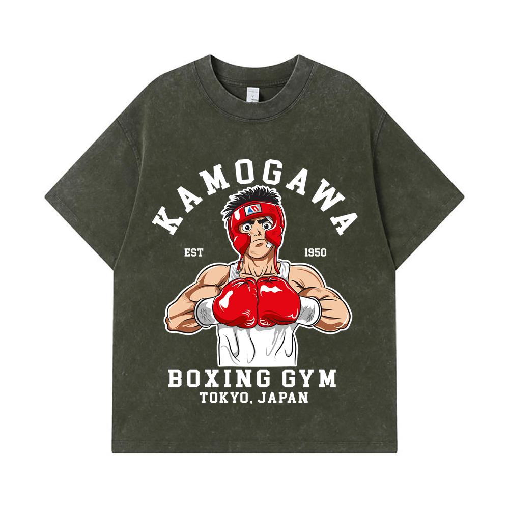 275 GSM Gewaschene T-Shirts 100% Baumwolle Hajime no Ippo V10 Druck Unisex Schweres Baumwoll-T-Shirt