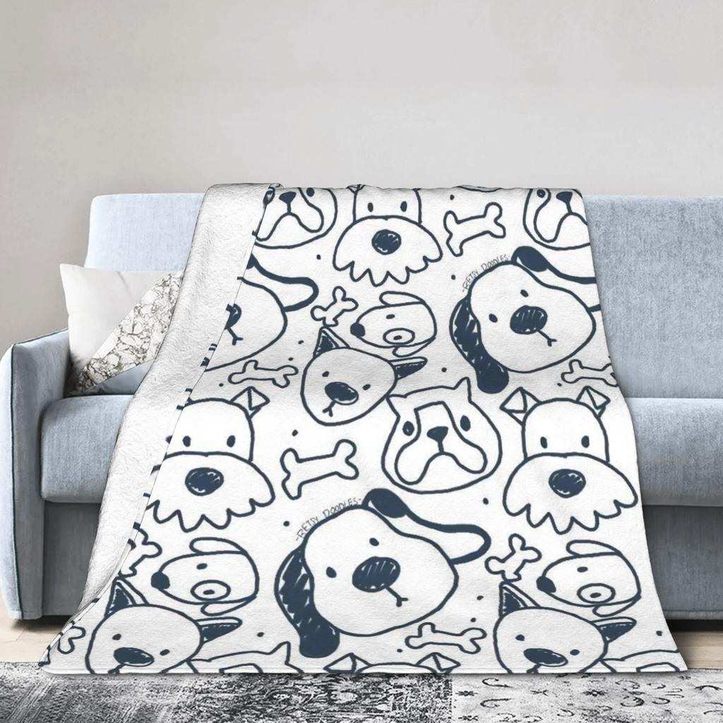 Retro Vintage Art Cute Dogs Blankets Soft Warm Street Trend Plush Throw Blanket For Couch Chair Flannel Bedspread Bed Cover