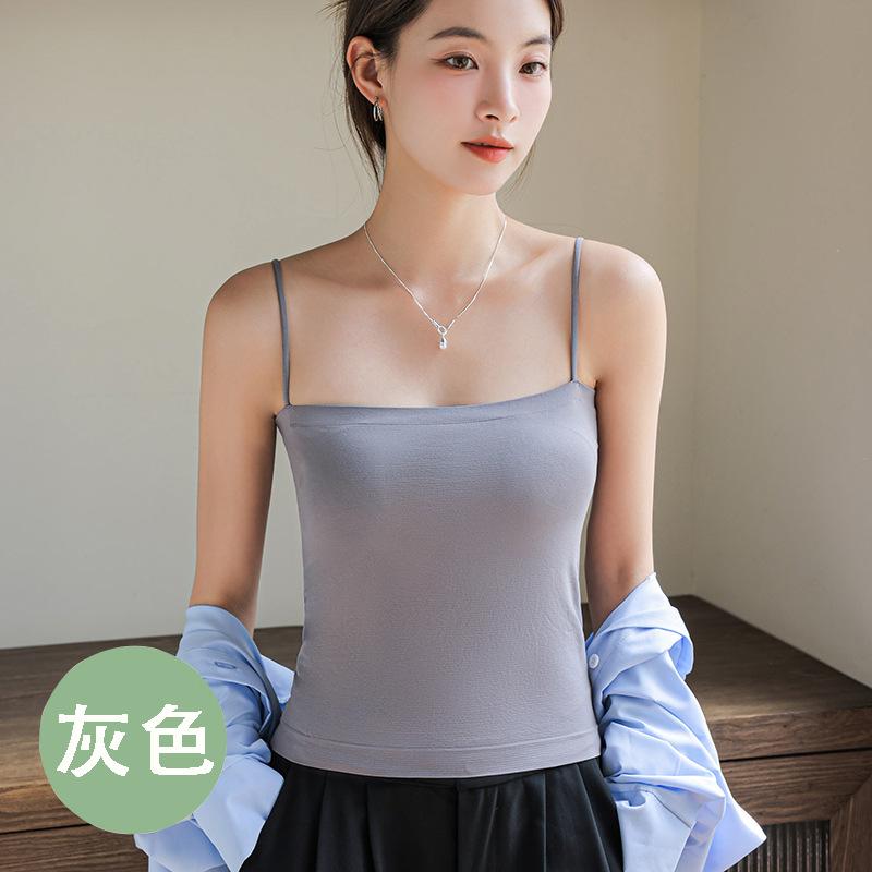 Summer Small Suspender Vest Type Women's Inner Cover with Base Outer Wear Beautiful Back Bra Integrated with Chest Pad Tube Top White