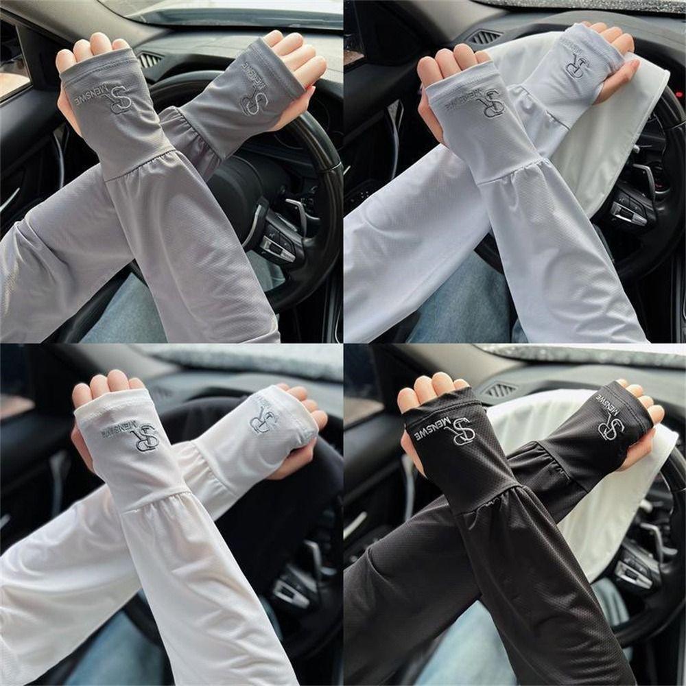 Ice Silk Anti UV Arm Covers Sunscreen Driving Gloves Thin Arm Protector  Female