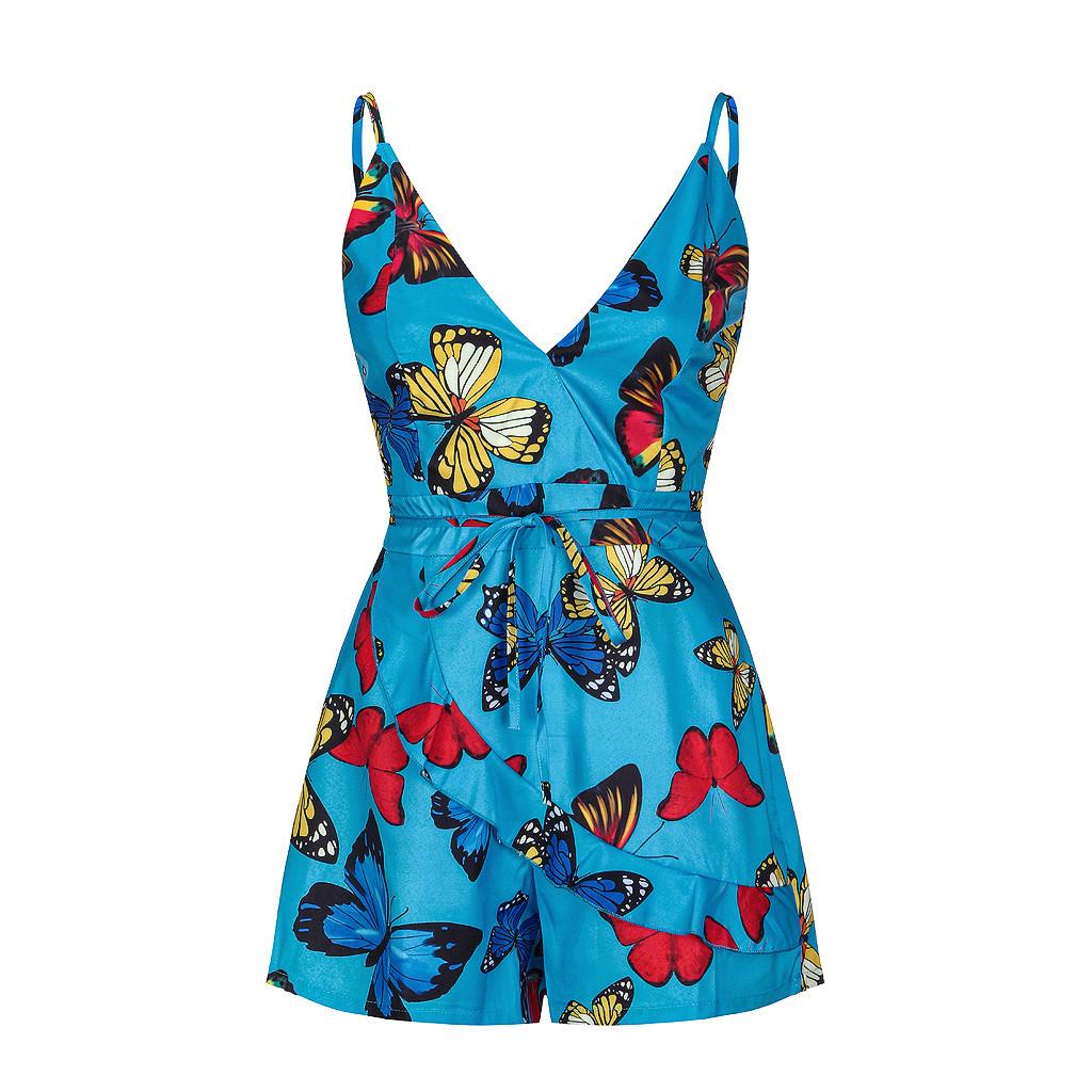 Women Sleeveless Sequins Sexy Trade Printed Casual Slim Jumpsuit