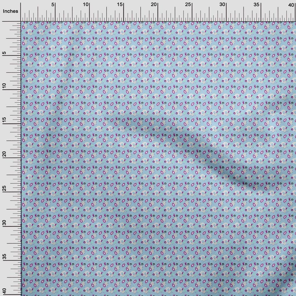 oneOone Cotton Flex Light Blue Fabric Fruits Pineapple Diy Clothing Quilting Fabric Print Fabric By Yard 40 Inch