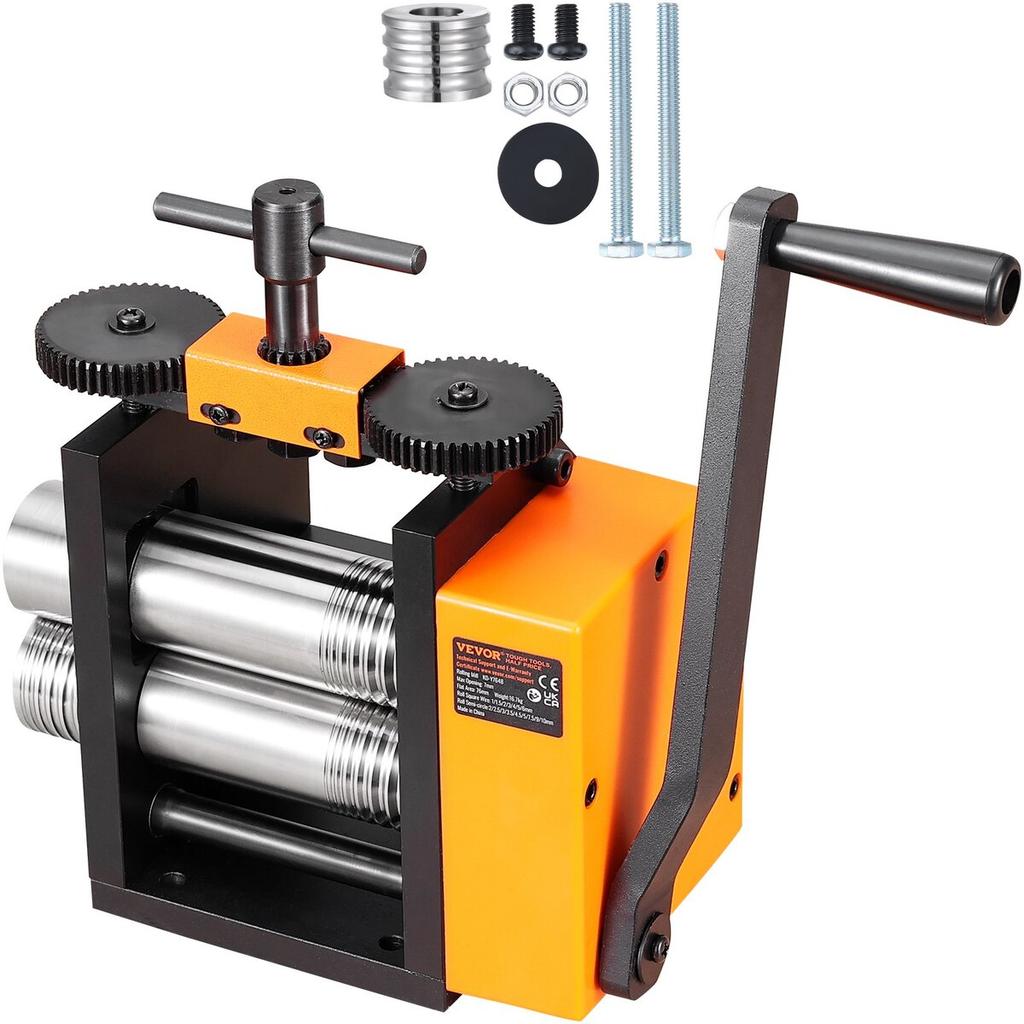 Rolling Mill, 2.95"/75 Mm Jewelry Rolling Mill Machine, 1: 2 Gear Ratio, 3-in-1 Multi-function Rolling Mill, 0.03-6.5mm Press Thickness for Metal