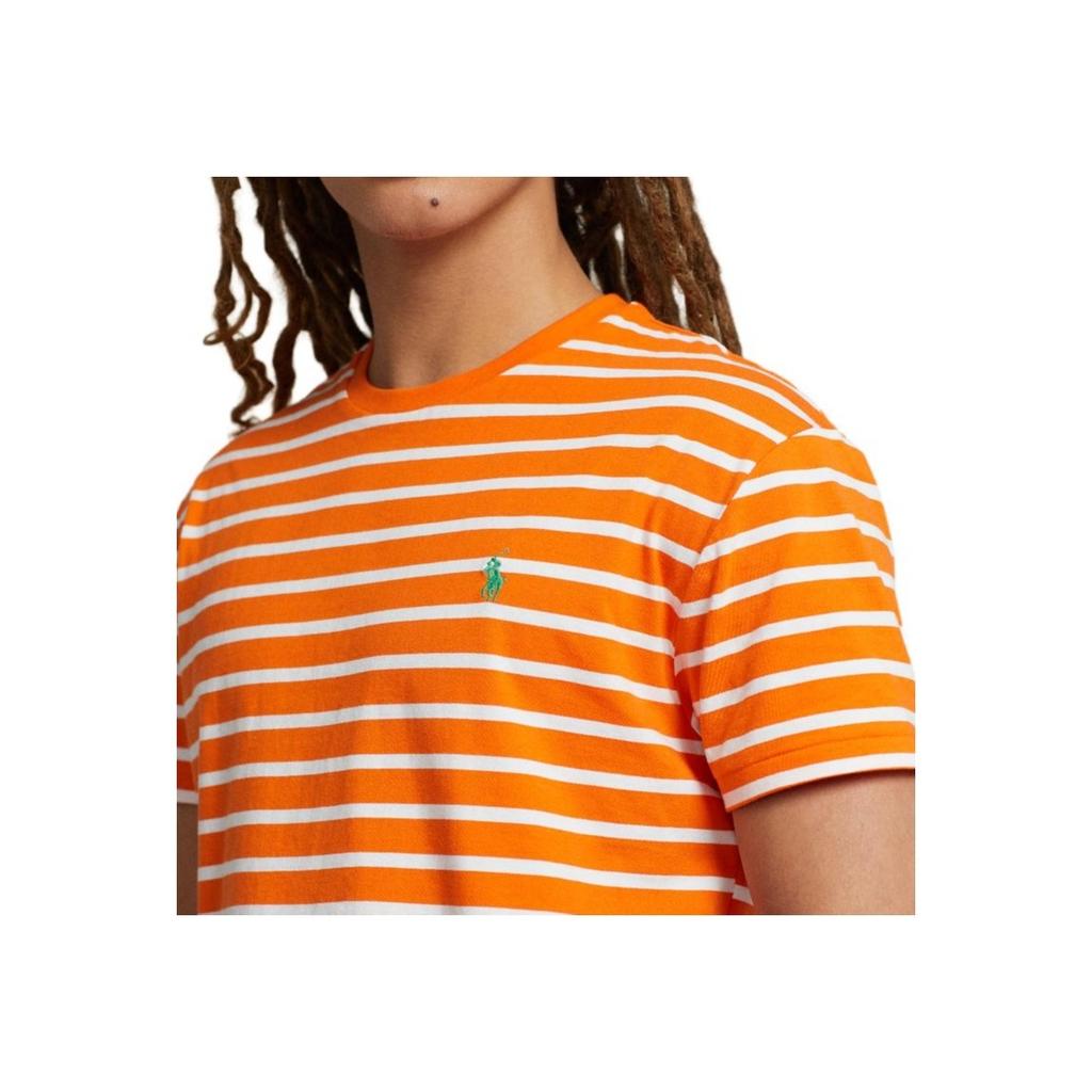 Polo Ralph Lauren Striped Logo Embroidered Crew Neck Short Sleeve T-Shirt SS24 Men T-Shirts Orange MNPOTSH1N822112-800