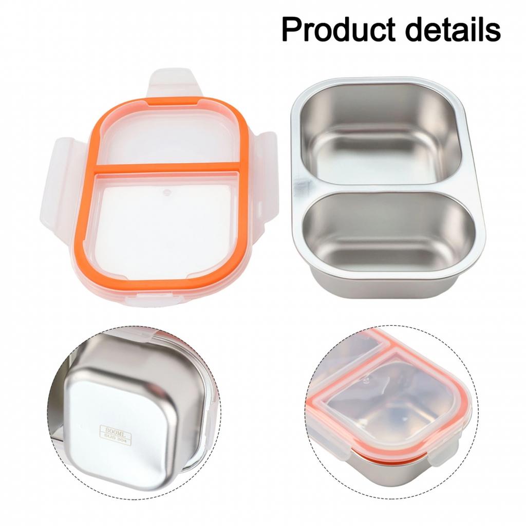 Small Stainless Steel Snack Container with Leak Proof Lid 2 Compartments