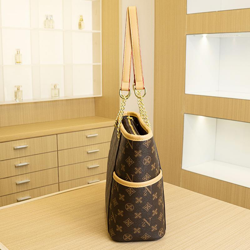 Trendige Einkaufstasche mit großem Fassungsvermögen für Pendlerinnen, modische und vielseitige bedruckte Handtasche, Retro-Tragetasche mit Unterarmkette