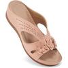 Large Size Summer Retro Flower Slope Heel Cool Slippers Women's Casual Beach Fish Mouth Slippers