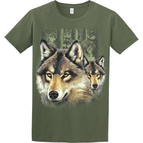 

Retro Vintage Wolves Graphic military green Tee Unisex Short Sleeve Shirt S5XL Unisex T-Shirt XL