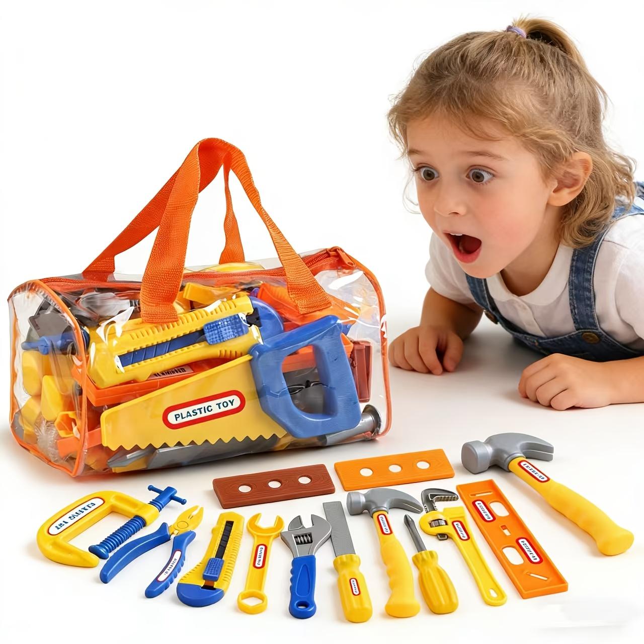 

Children s Large Pretend Play Tool Set 10 Pieces Includes Saw Hammer Screwdriver Wrench Pliers Level and Carrying Bag for Kids One Size хакі