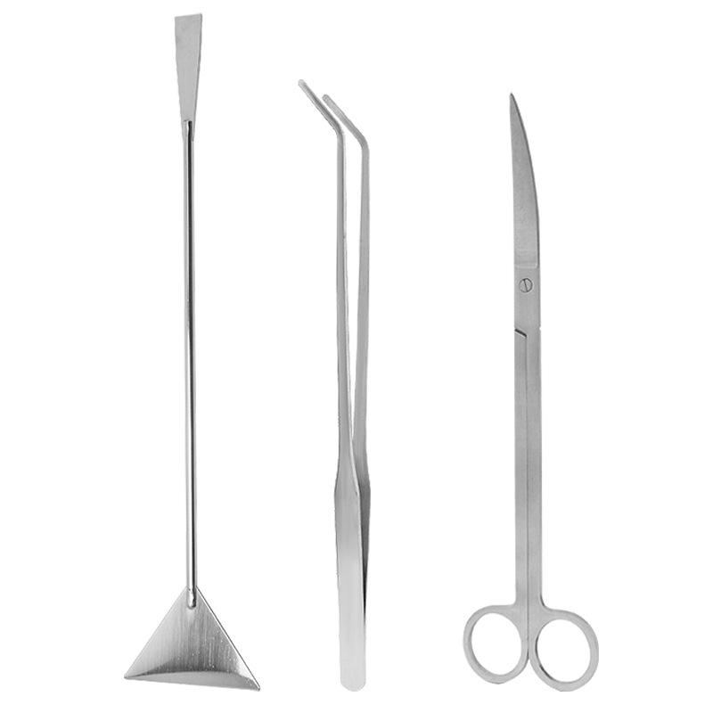 Aquarium Plant Tool Set: Stainless Steel Scissors, Tweezers, and Sand Rake for Aquatic Plant Trimming