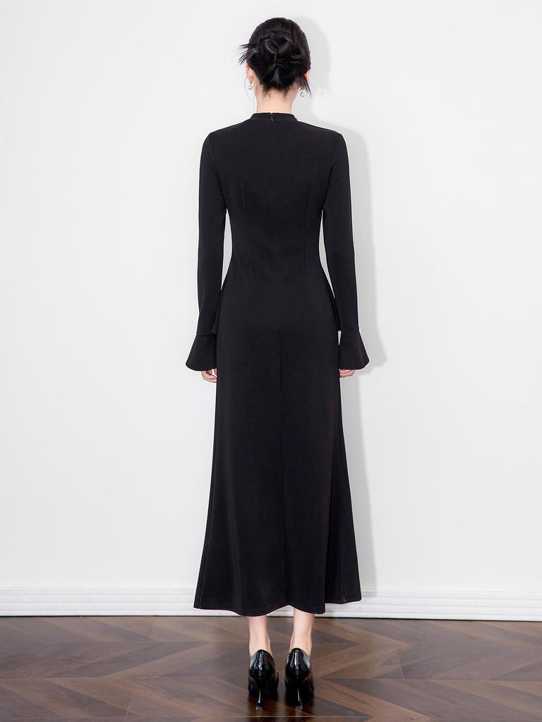 Autumn Style Slimming Rhinestone Waist-Hugging Evening Dress