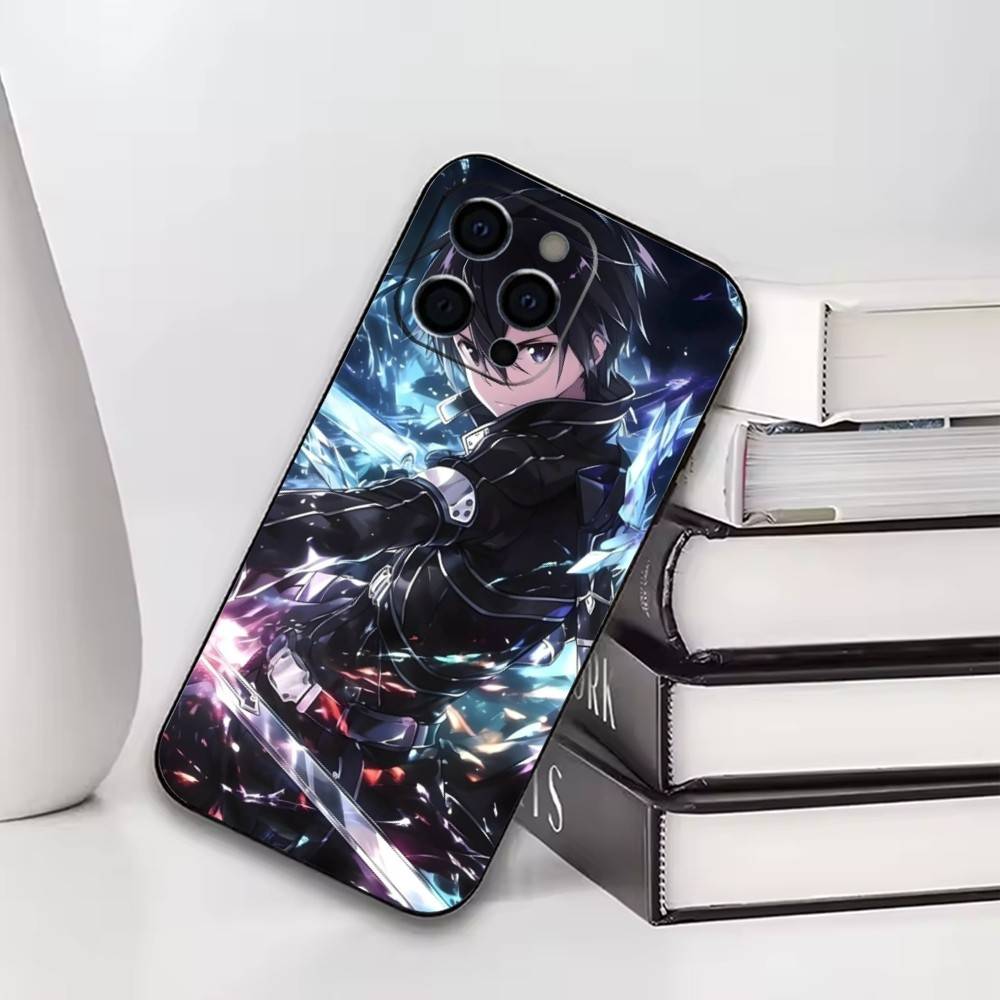 

Sword Art Online Kirito Phone Case For iPhone17,16,15,14,13,12,11 Plus,Pro Soft Silicone Black Cover iPhone16pro