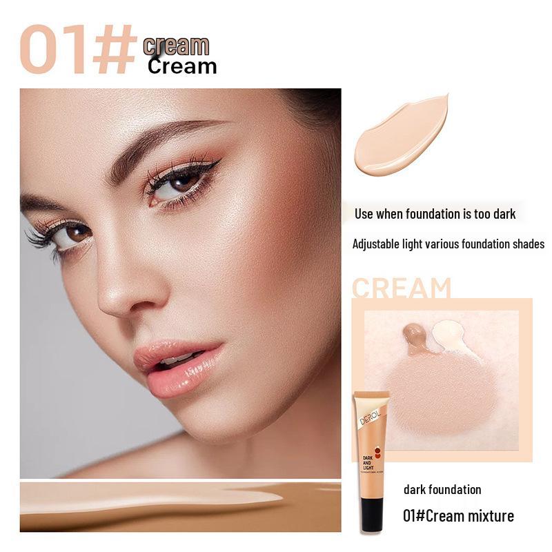 DEROL Foundation Mixer Color Corrector for Light to Dark Skin Brightening and Contouring in Wheat, White, Yellow, Black Tones.