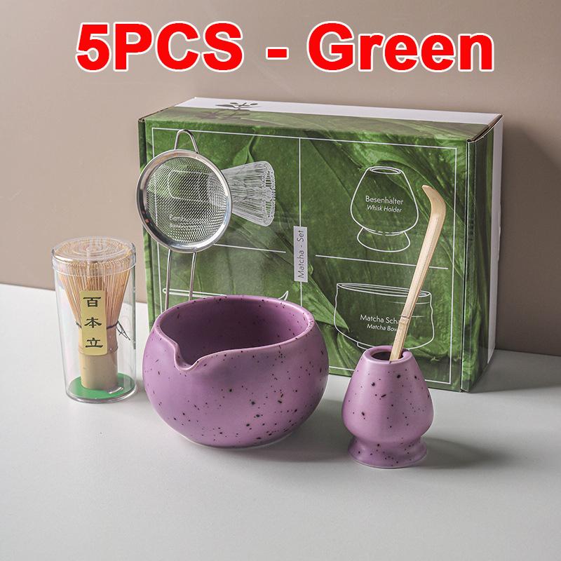 Set Cadou Matcha Tradițional 4/5/7/8 buc Tel Matcha Bambus Linguriță Bol Matcha Ceramic Suport Tel Seturi Ceai Japonez