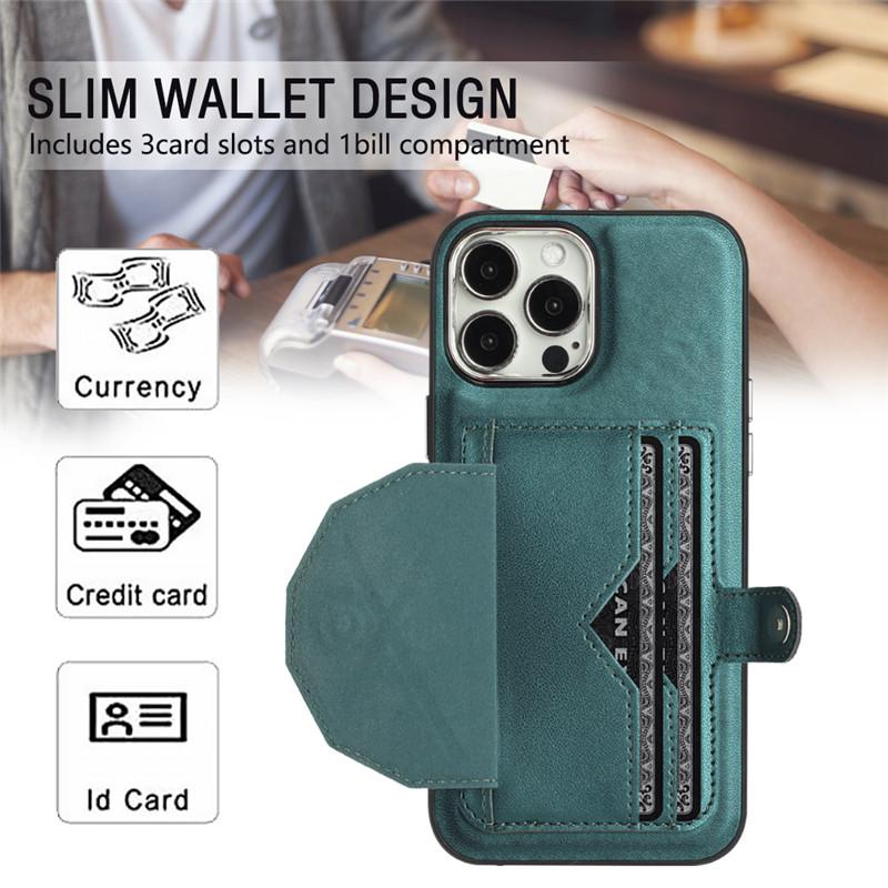 Retor Leather Wallet Card Slot Telefonveske for iPhone 15 Ultra 14 Plus 13 12 11 for Samsung Galaxy S23 S22 S21 FE A54 A34 A14 A53 A13 Flip Stand Cover