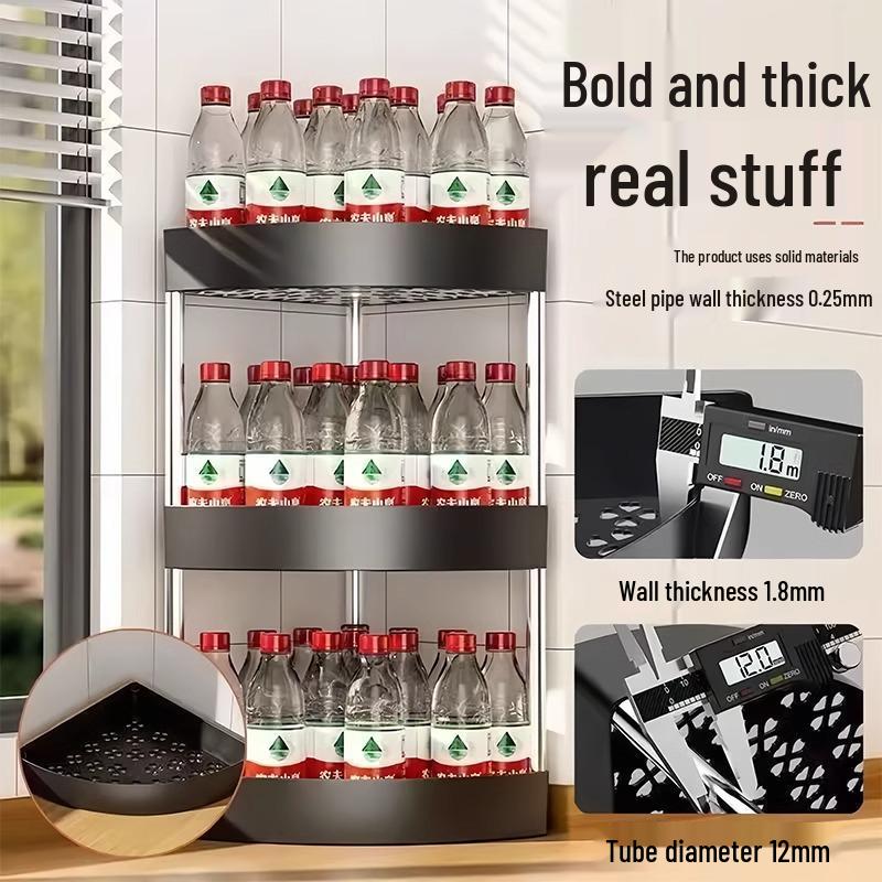 Punch-Free Semicircular Corner Kitchen Shelf for Seasonings, Bottles, and Jars