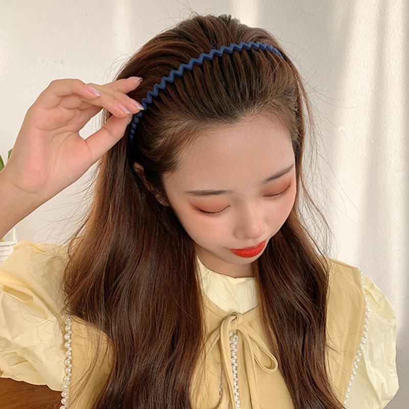 Women Simple Colorful Matte Toothed Hairbands Broken Hair Finishing Headband Outdoor Hair Hoop Headwear  Hair Accessories