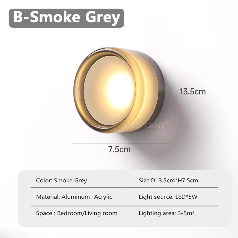 

Светодиодный настенный светильник Nordic, дымчато-серый, янтарный, настенные светильники для кабинета, спальни, прикроватной тумбочки, гостиной, домашнего декора, приспособления Warm white серый