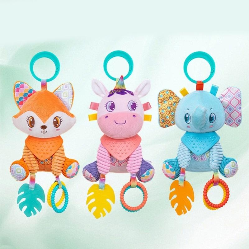 Interactive Baby Bed Hanging Decoration Toy Feature Squeaky Rattle Design For Sensory Play And Cognitive Growth