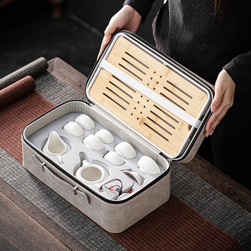 Business Event Gifts Ceramic Tea Set Tea Sea Xishi Pot Combination Set Teapot Leather Bag Gift Box