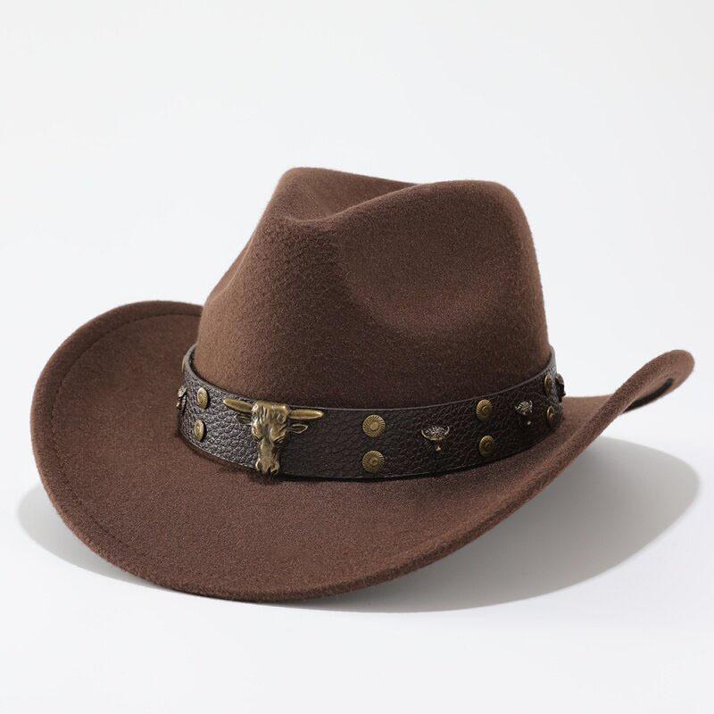 Overseas upturned top hat Western cowboy hat Tibetan felt hat Cow head grassland plateau ethnic style outdoor hat men