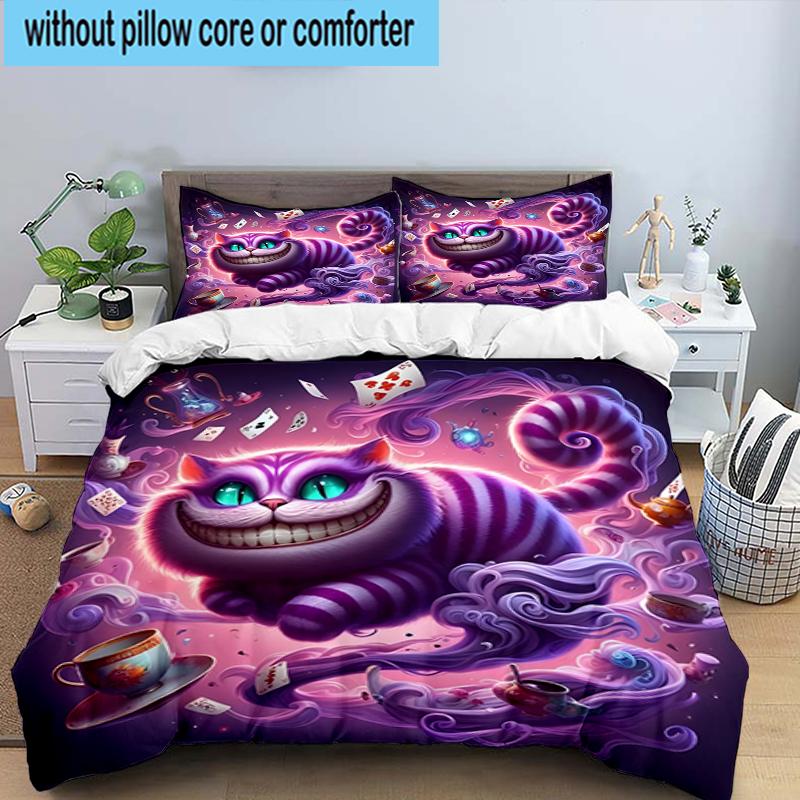 3PCS WonderlCat Fantasy Bedding Set,Including 1pc Duvet Cover And 2pcs Pillowcases Perfect for Bedroom, Dormitory, Fan Christmas Gift