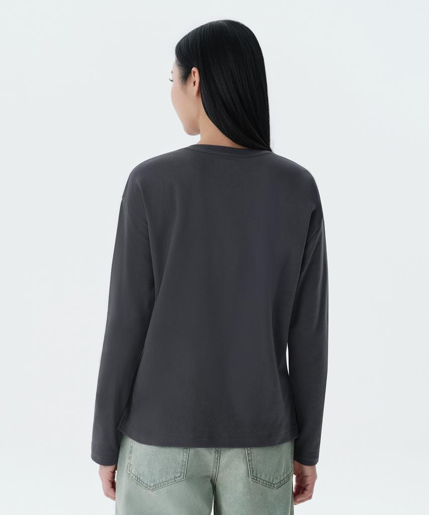 MUSINSA STANDARD WOMAN Women'S Relaxed Crew Neck Long Sleeve T-Shirt [Dark Gray]