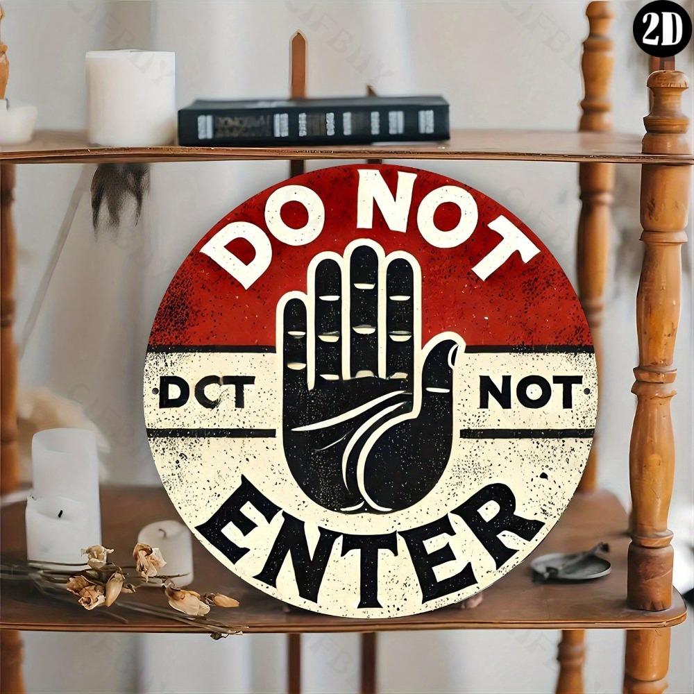 Vintage Verbot Rundes Metallschild Langlebiges Aluminium Wandkunst Heim Büro Geschenk Innen Außen Dekoration