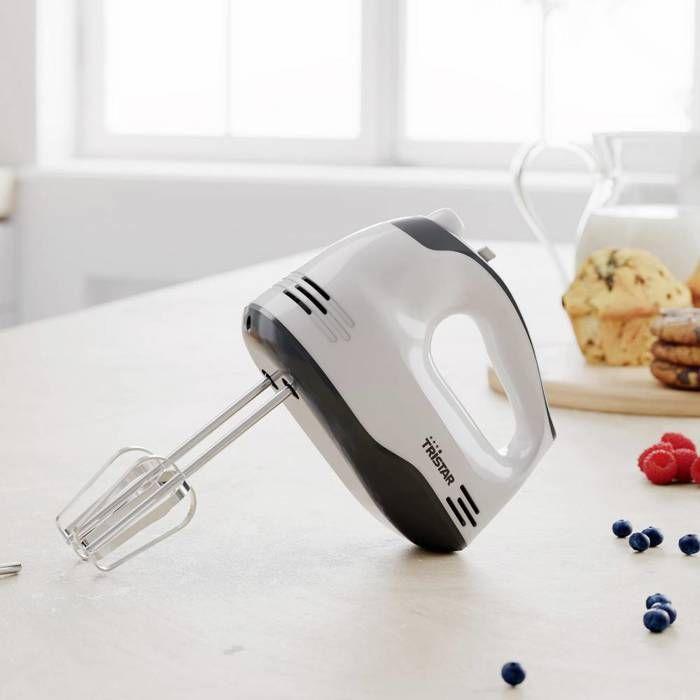 Batteur à main - TRISTAR - 200 W - 5 vitesses - Blanc - Acier inoxydable