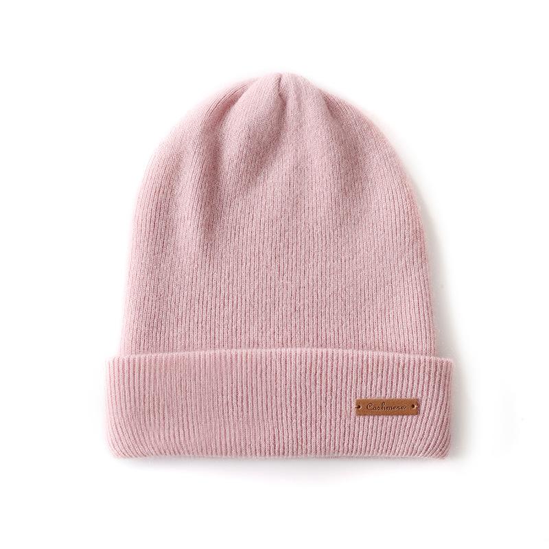 Autumn and Winter Cashmere Hat Unisex Double Layer Thickened Cashmere Hat Bag Head Knitted Wool Hat Cold Hat