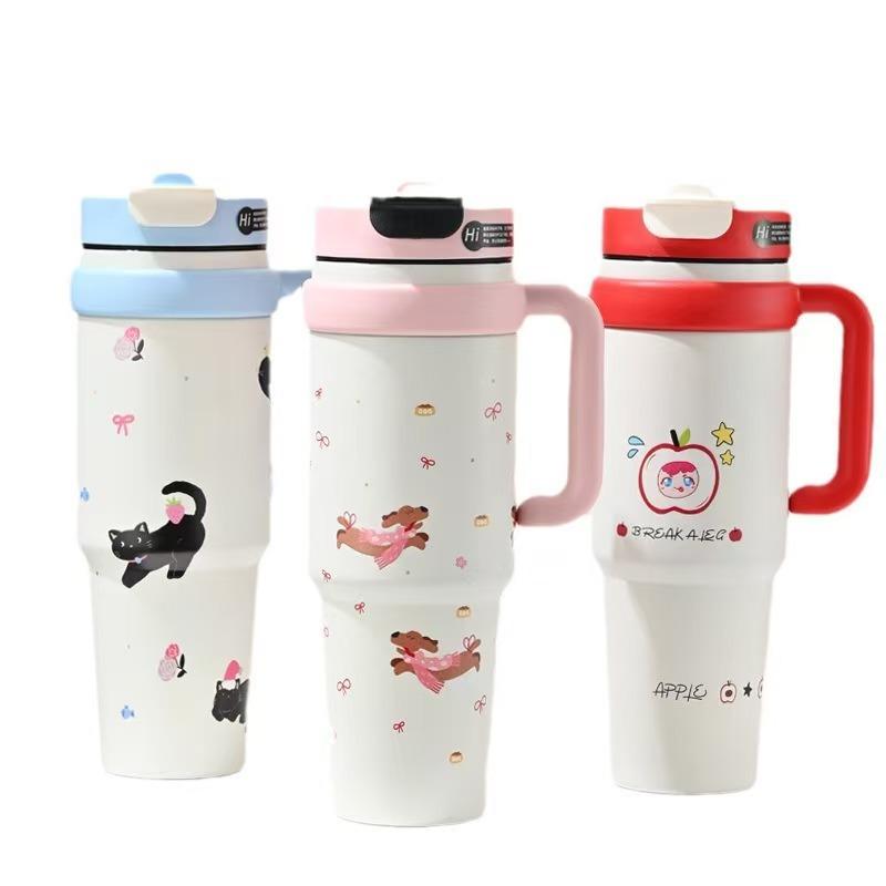 Big Mac High-value Stainless Steel Ice Cup Men's and Women's Portable Large-capacity Water Cup Straw Cup Cartoon