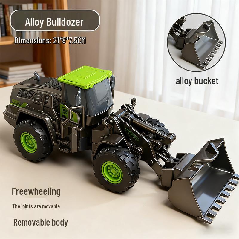 Kids' Alloy Engineering Vehicle Set: Excavator, Digger, Crane, and Earthmover Toy Models