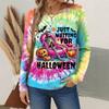 Halloween Women's Long Sleeve T-Shirt Pumpkin Skull Pattern Retro Fashion Round Neck Regular Top Everyday Weekend