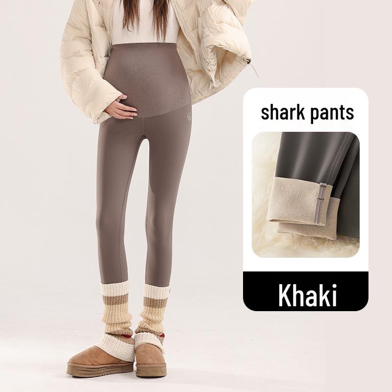 Maternity Sharkskin Yoga Leggings - Fleece-Lined for Spring & Autumn 2025
