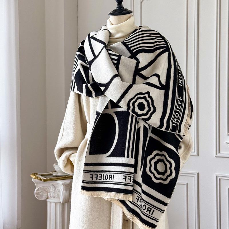 

New jacquard landscape painting imitation cashmere scarf women s air-conditioned room shawl autumn and winter thickened warm long scarf