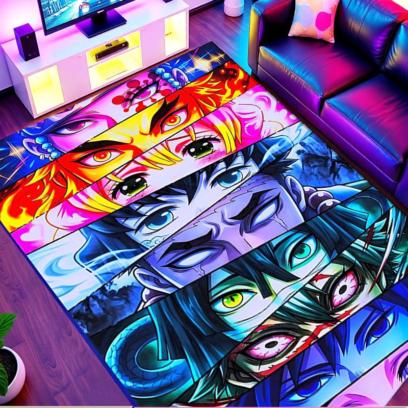 Demon Slayer Print Rug, Washable Floor Carpet, For Entryway Dorm Laundry Room Office Study, Home Decor Birthday Christmas Gift