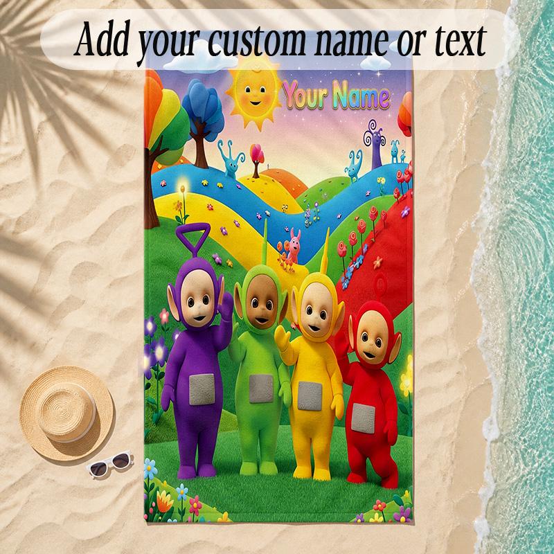 Beach TowelTeletubbies Custom Name Text Personalized Soft Towel for Beach Pool Indoor Home Decor Gift