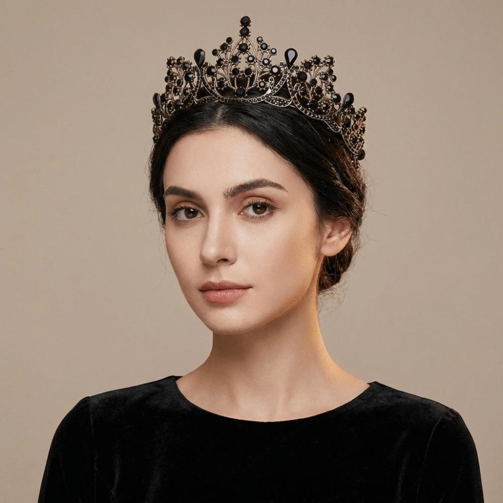 Shiny Princess Tiara Metal Rhinestone Crown Elegant Baroque Crown Bridal