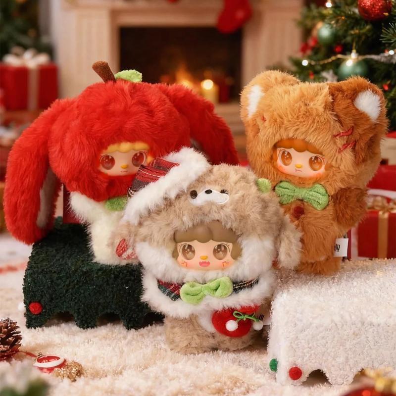 Yooki Christmas Jingle Bells Vinyl Plush Blind Box Trendy Toys Cute Doll Backpack Pendant Decoration Mystery Box surprise Gifts