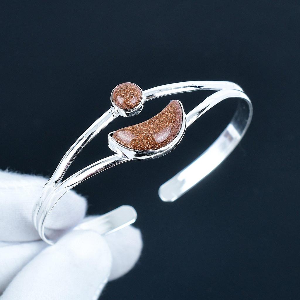 Red Sunstone Gemstone Handmade Cuff Bangle 925 Sterling Silver Cuff Bangle, Red Sunstone Bracelet For Wife, Unisex Bangle, Valentine's Day Gift