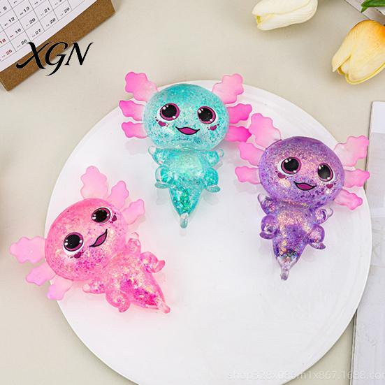Soft Waxy Fidget Toy Glittery Salamander Squeeze Slow Rebound Stress Reliever Relief with Transparent Glitter Cute Decompression Gift Relaxation Ball