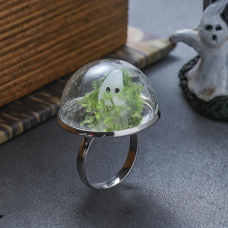 Halloween Drifting Bottle Night Glow Ghost Necklace Ear Pendants Ring Creative Design Trendy Cartoon Ghost Necklace Jewelry Gift
